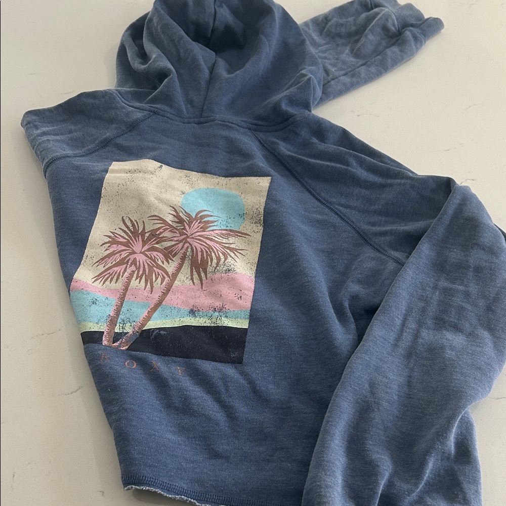 Roxy Blue Hoodie with Palm Tree Design